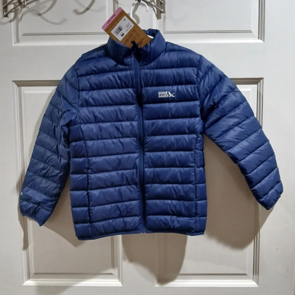 Eddie Bauer Kids Blue Down Insulated 650 Lightweight Jacket Size S (6-7) New - Picture 1 of 5